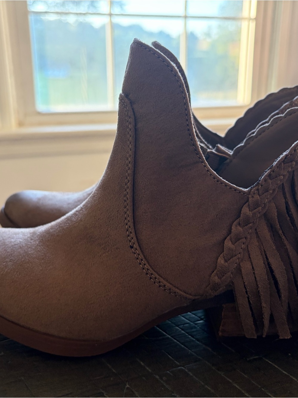 Not Rated Brown Suede Fringe Ankle Boots